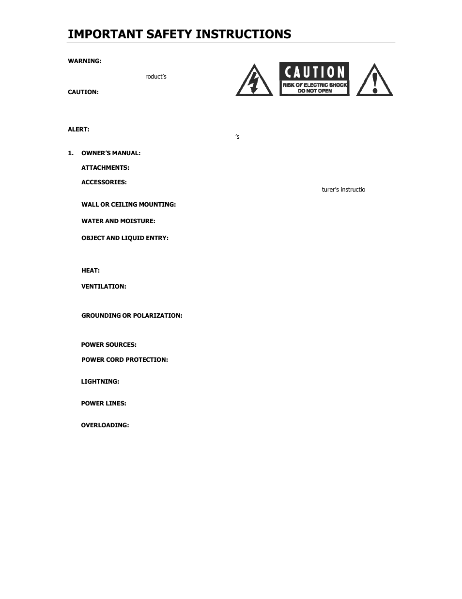 Important safety instructions | Cary Audio Design CD-500 User Manual | Page 3 / 23