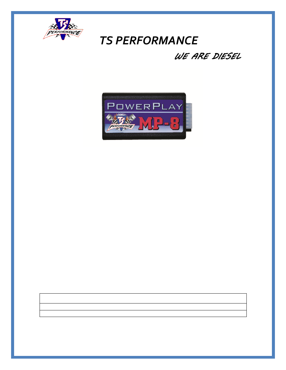 TS Performance 4111002 User Manual | 8 pages
