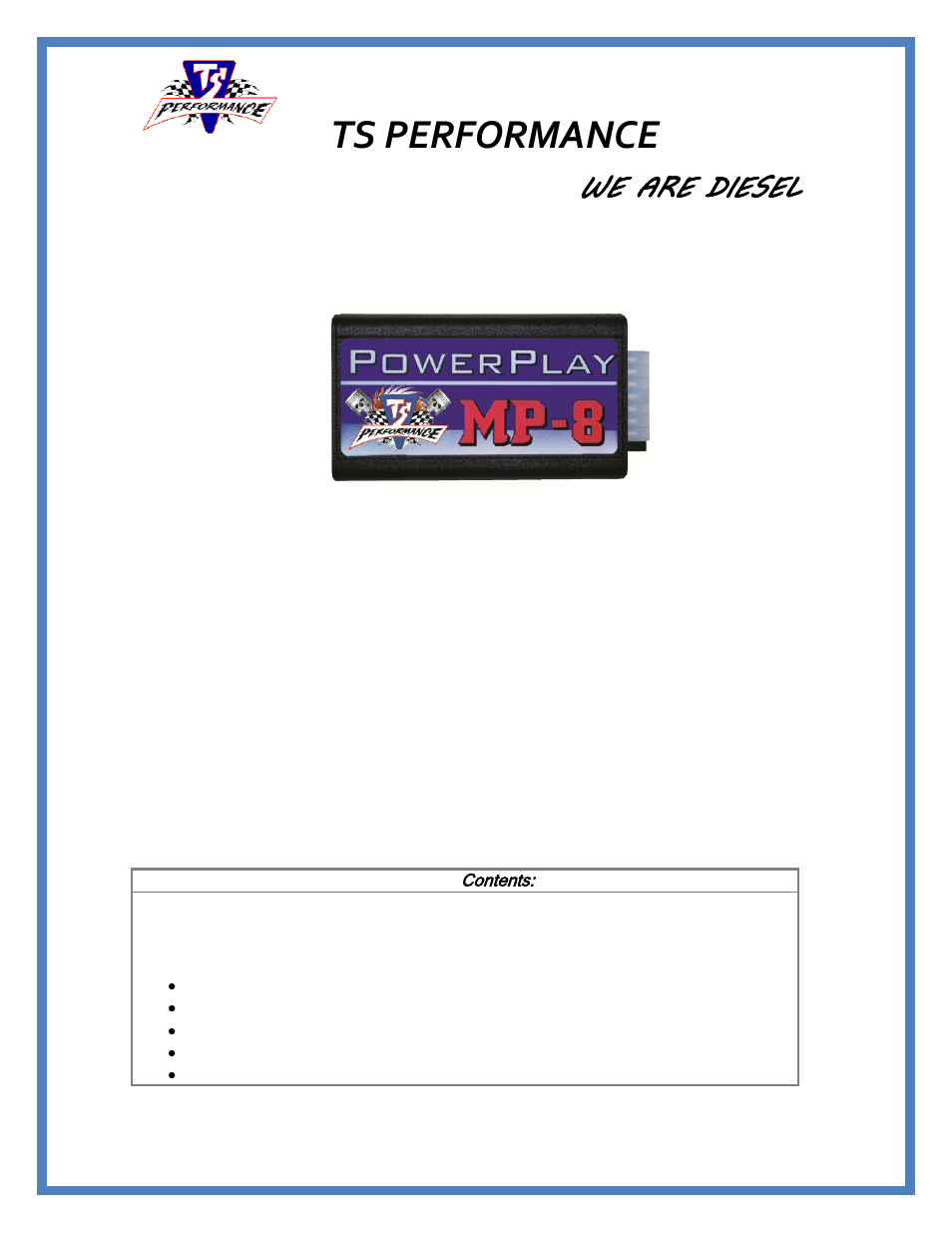 TS Performance 1110201 User Manual | 4 pages