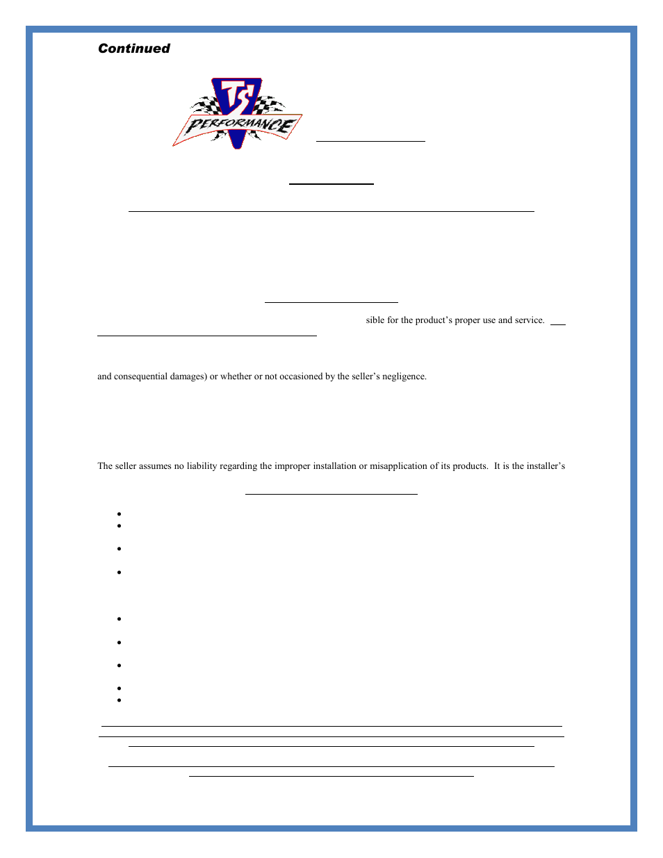 Continued, Disclaimer | TS Performance 1110302 User Manual | Page 3 / 4