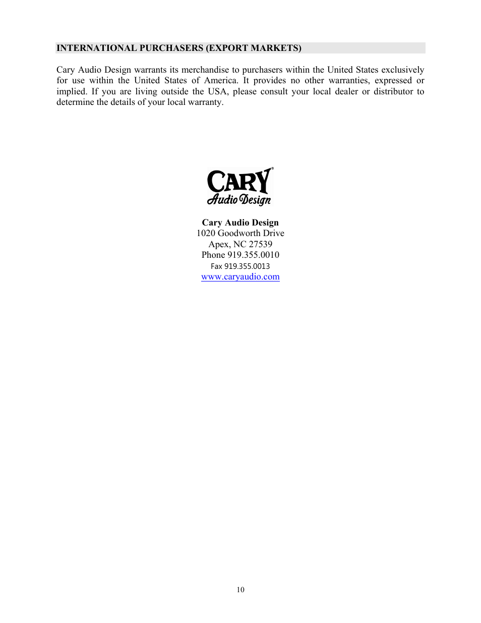 Cary Audio Design PH 302 MKII User Manual | Page 11 / 11