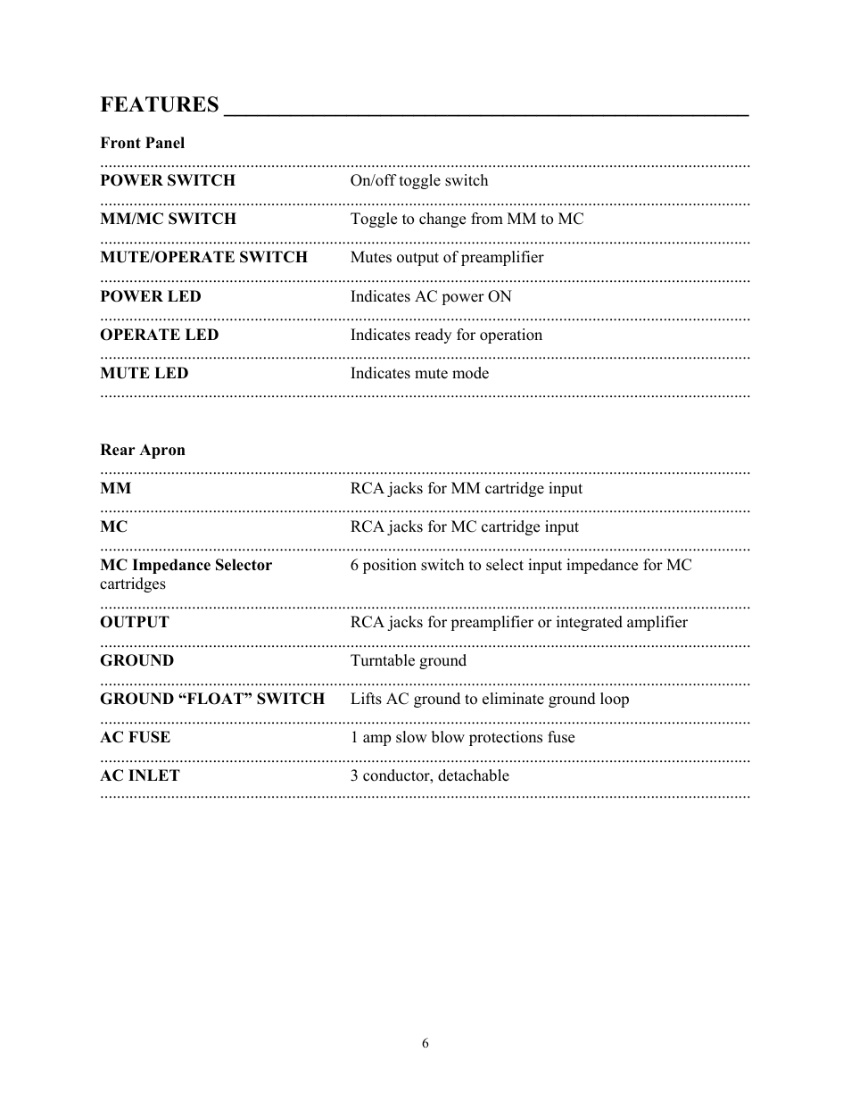 Features | Cary Audio Design PH 302 MKII User Manual | Page 7 / 11