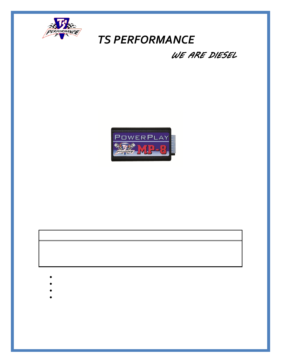 TS Performance 1110501 User Manual | 4 pages