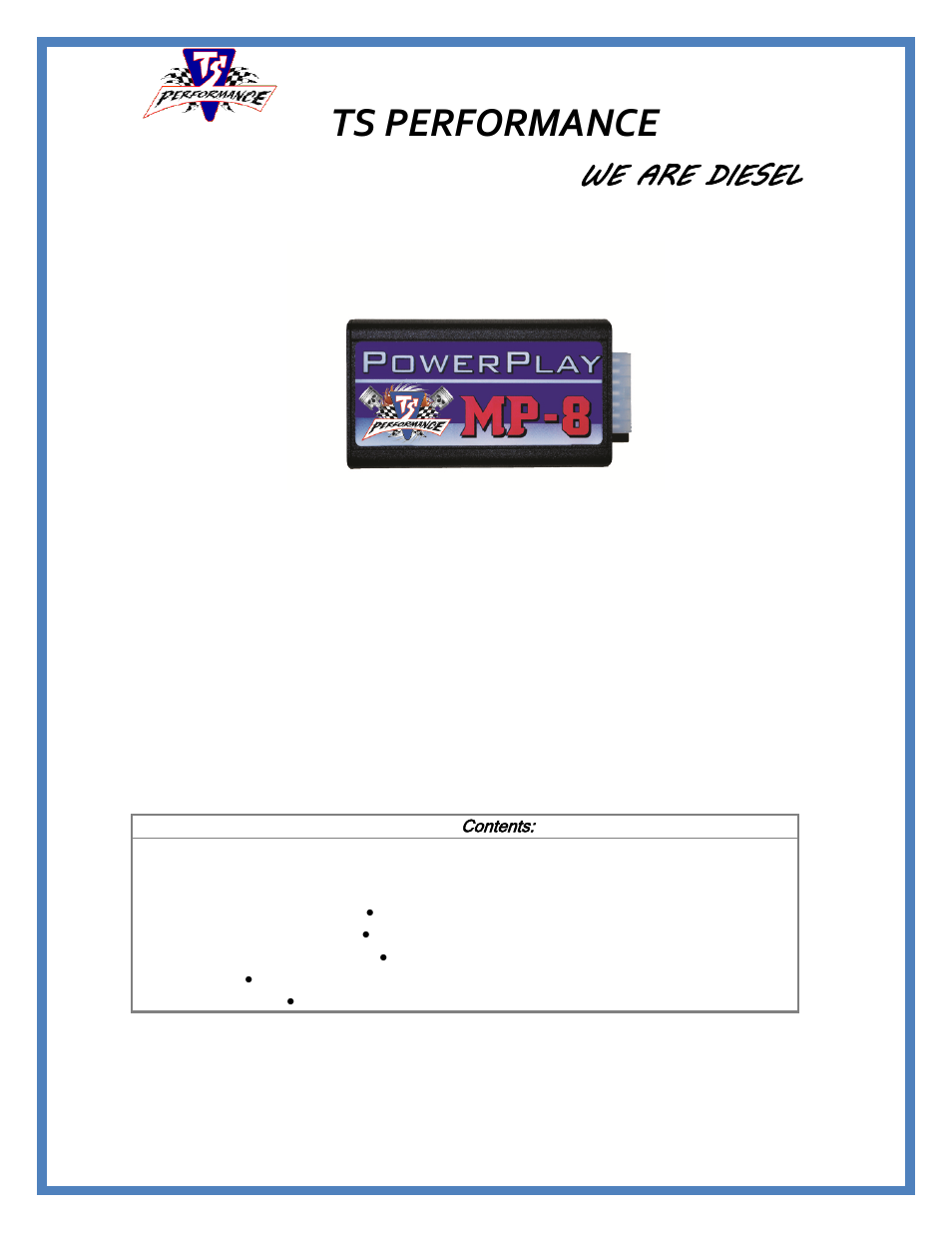TS Performance 1110403 User Manual | 4 pages