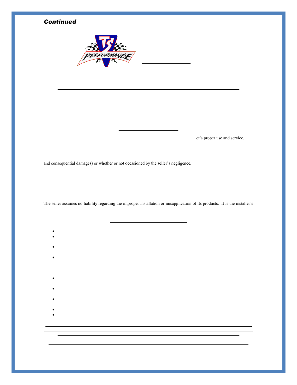 Continued, Disclaimer | TS Performance 2110101 User Manual | Page 3 / 4