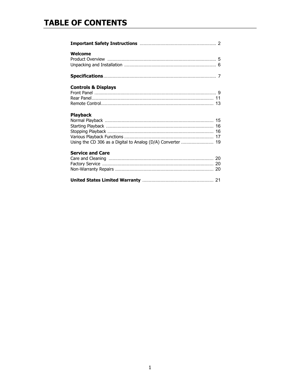 Cary Audio Design CD306SACD User Manual | Page 2 / 23