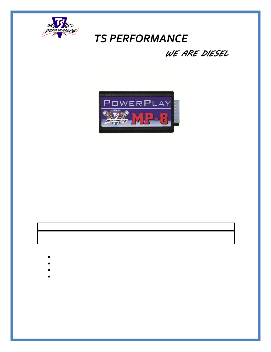 TS Performance 2110203 User Manual | 4 pages