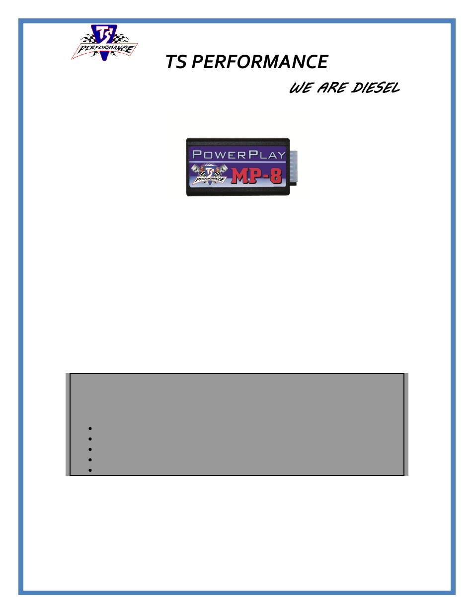 TS Performance 2110304 User Manual | 6 pages