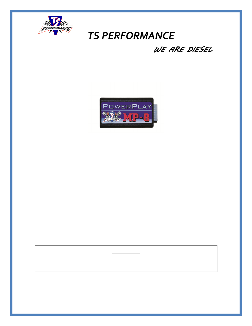 TS Performance 2110402 User Manual | 5 pages