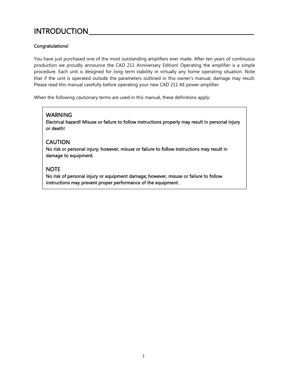 Introduction | Cary Audio Design CAD 211 AE User Manual | Page 4 / 15