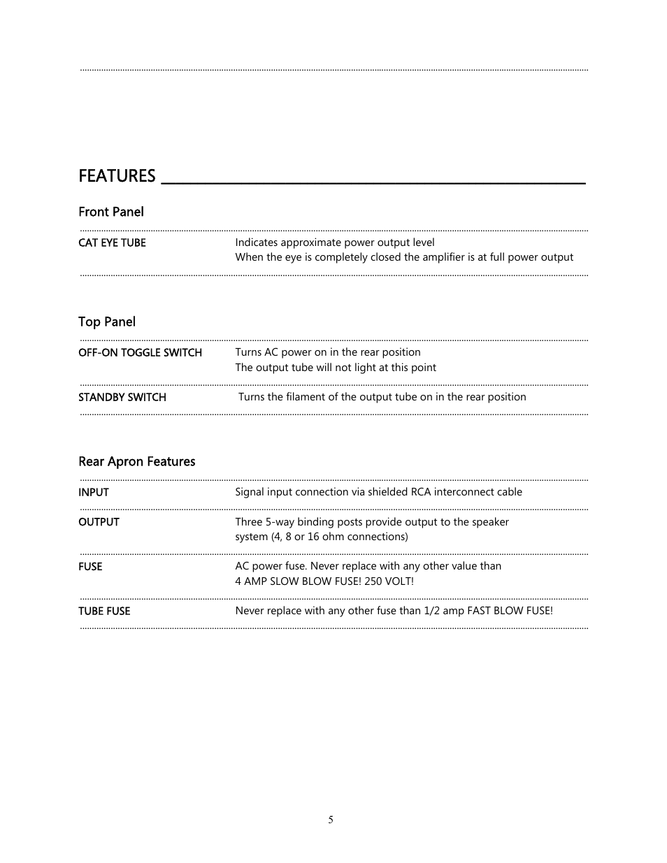 Features | Cary Audio Design CAD 211 AE User Manual | Page 6 / 15