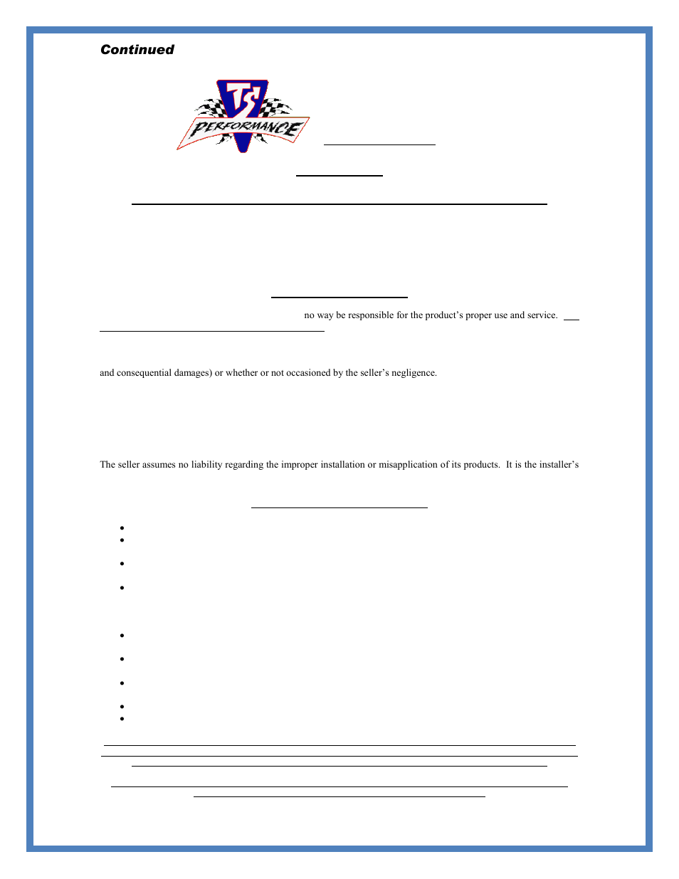 Continued, Disclaimer | TS Performance 1200300 User Manual | Page 3 / 4