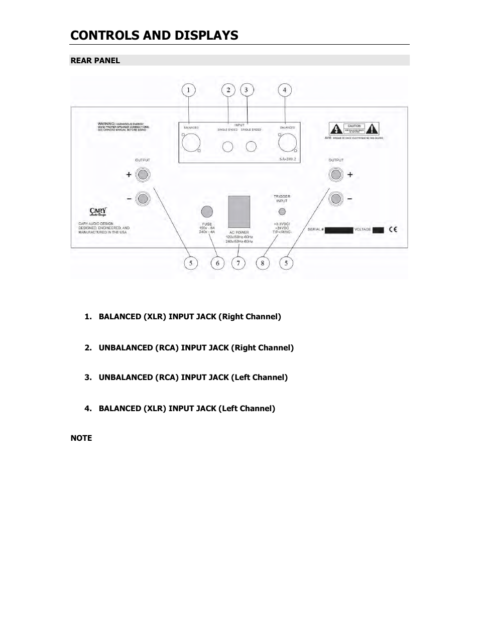 Controls and displays | Cary Audio Design SA-200.2 User Manual | Page 10 / 17