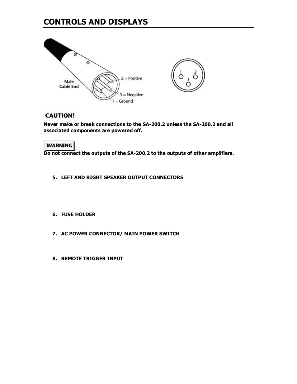 Controls and displays | Cary Audio Design SA-200.2 User Manual | Page 11 / 17