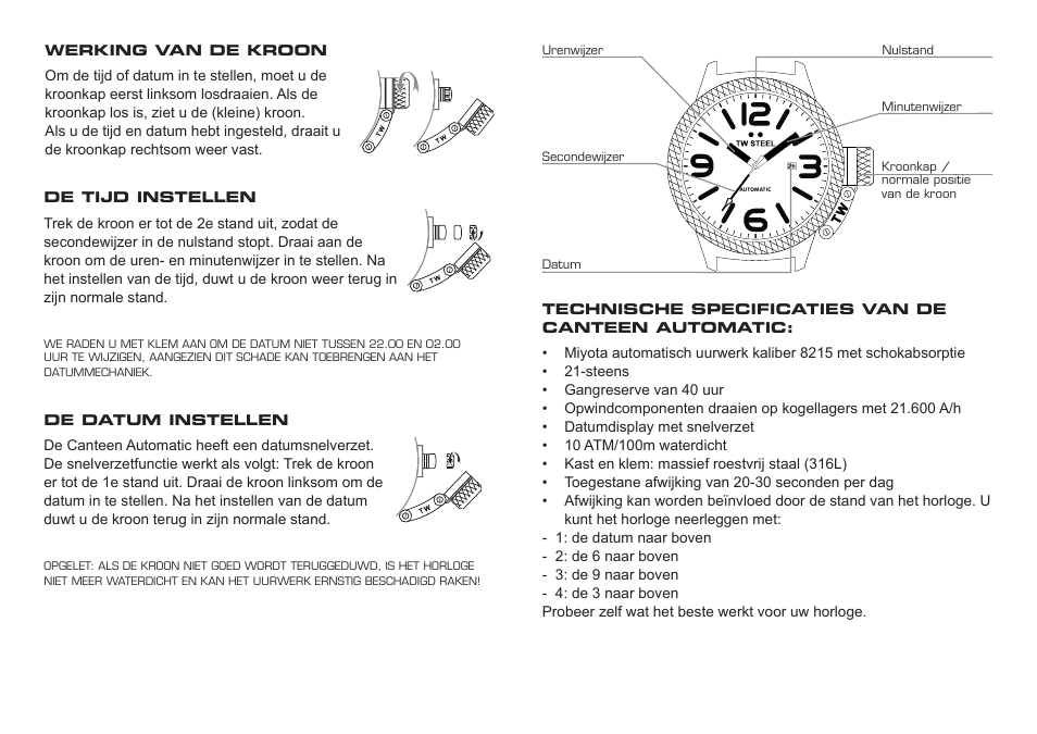 TW Steel Canteen Automatic User Manual | Page 5 / 17