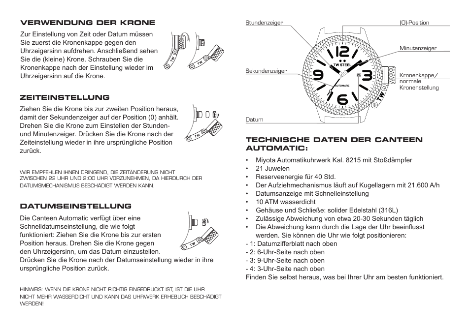 TW Steel Canteen Automatic User Manual | Page 7 / 17