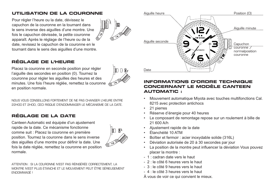 TW Steel Canteen Automatic User Manual | Page 9 / 17