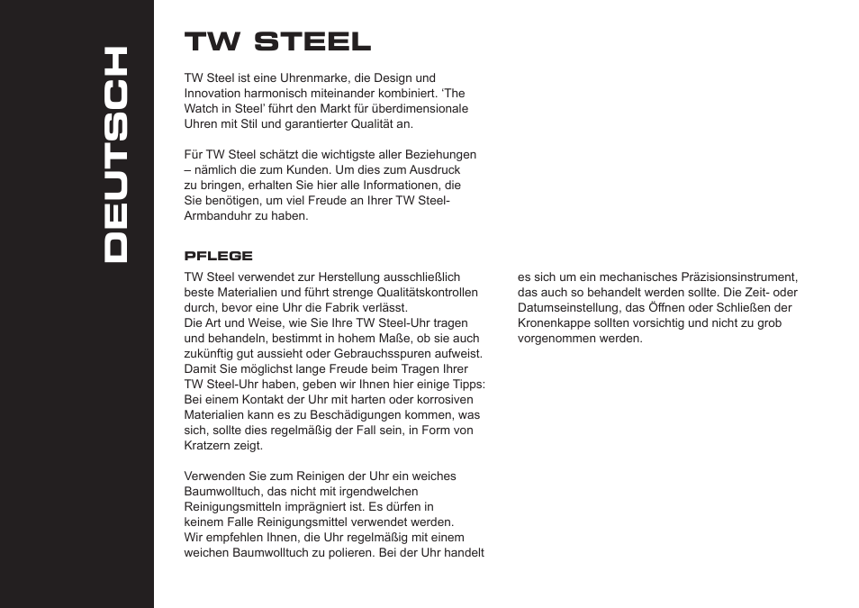 Deutsch, Tw steel | TW Steel CEO Canteen 3 Hands User Manual | Page 6 / 17