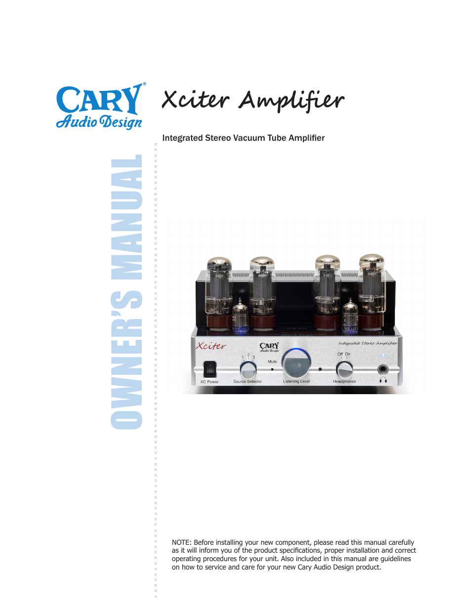 Cary Audio Design Xciter User Manual | 19 pages