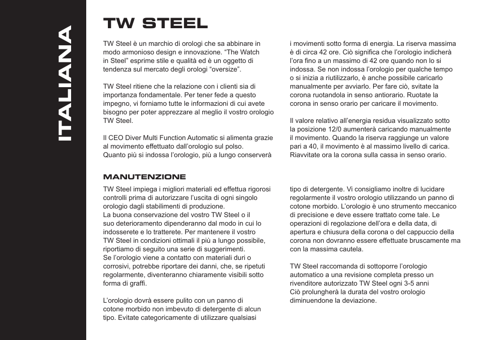 It aliana, Tw steel | TW Steel CEO Diver Automatic User Manual | Page 14 / 17