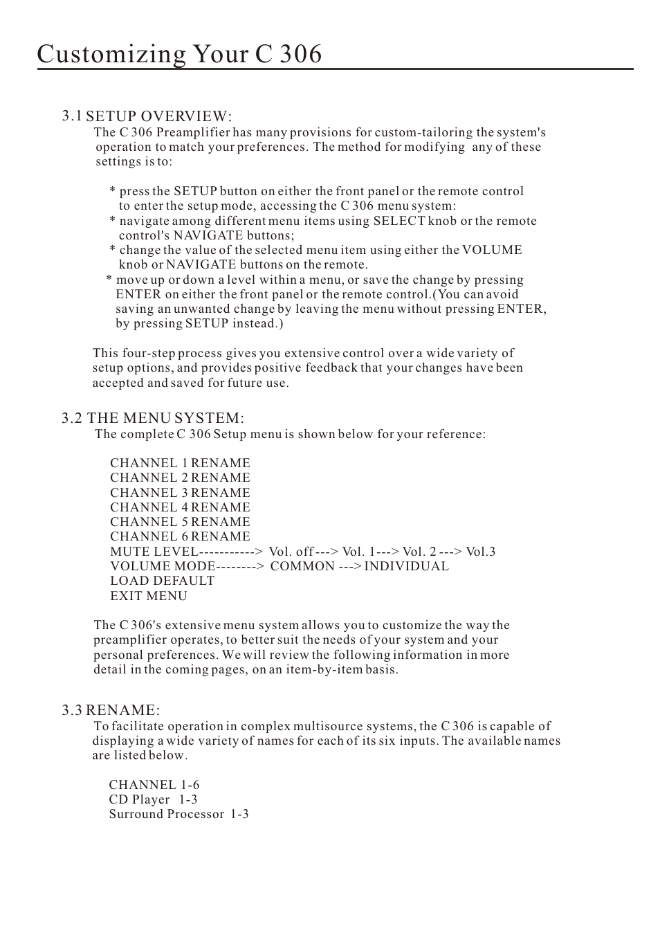 Customizing your c 306 | Cary Audio Design C 306 User Manual | Page 14 / 20