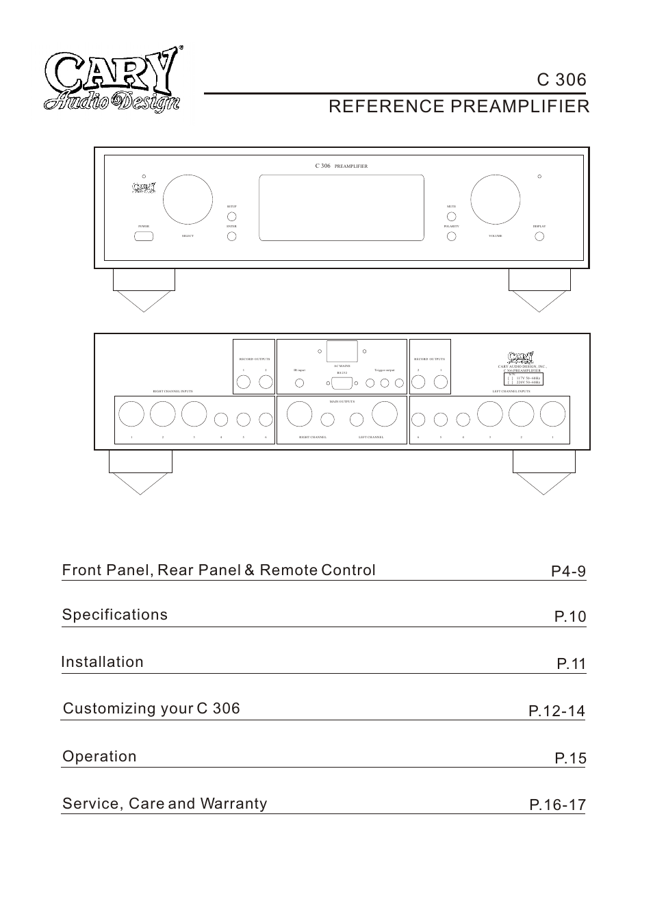 C 306 reference preamplifier | Cary Audio Design C 306 User Manual | Page 2 / 20