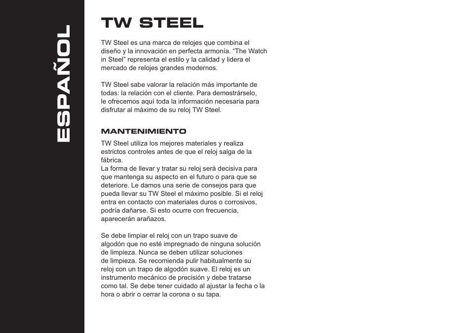 Esp añol, Tw steel | TW Steel Grandeur Tech User Manual | Page 10 / 17