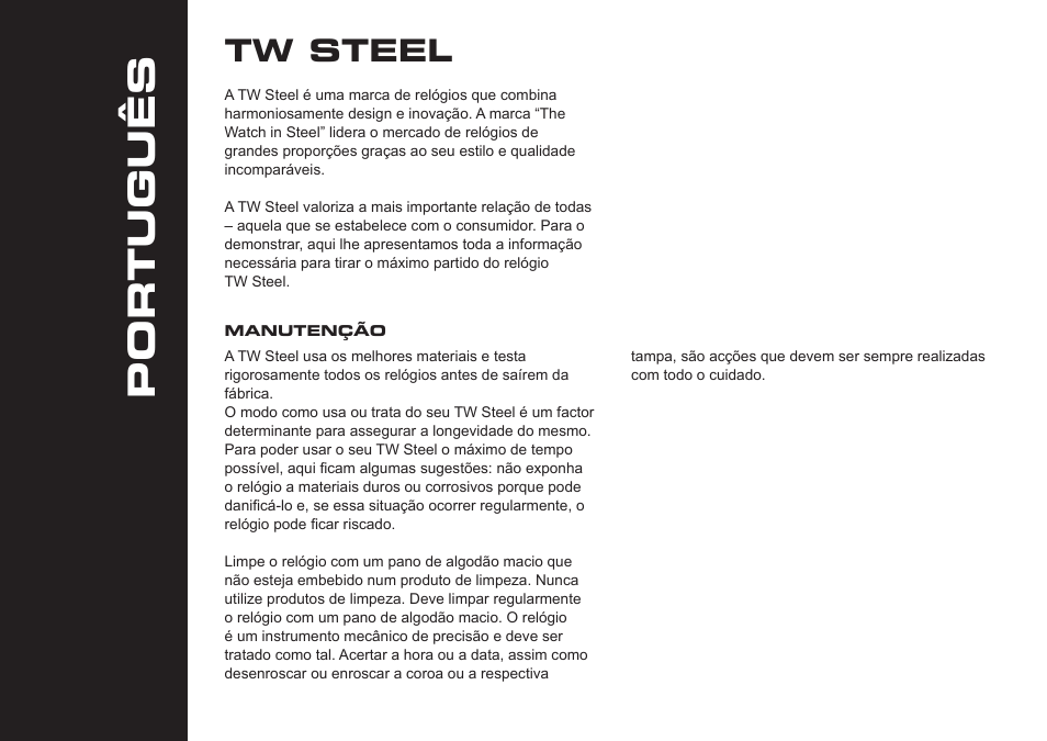 Português, Tw steel | TW Steel Grandeur Tech User Manual | Page 12 / 17