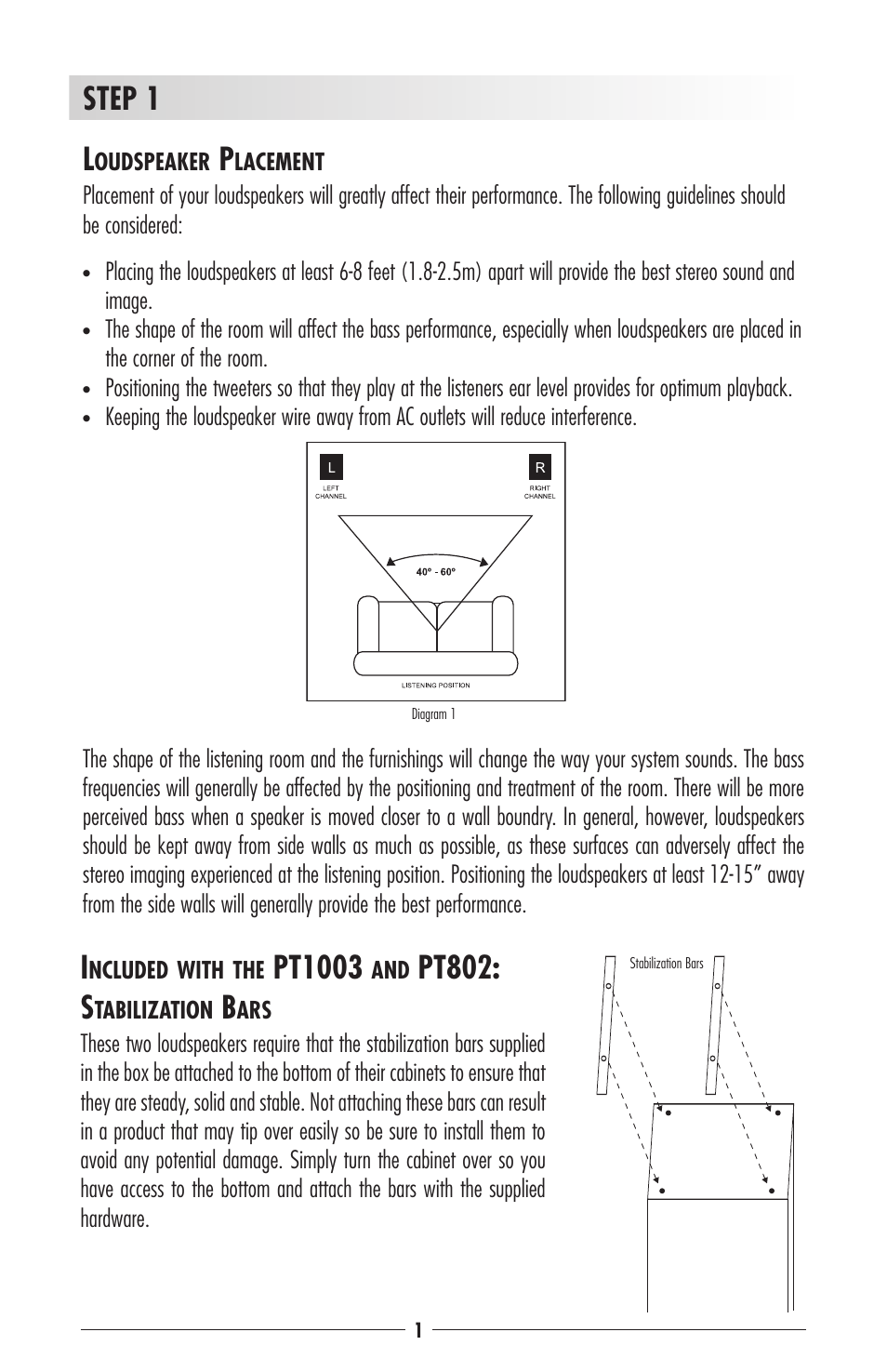 Step 1 l, Pt1003, Pt802: s | Ultimate-sound Power Series User Manual | Page 2 / 6