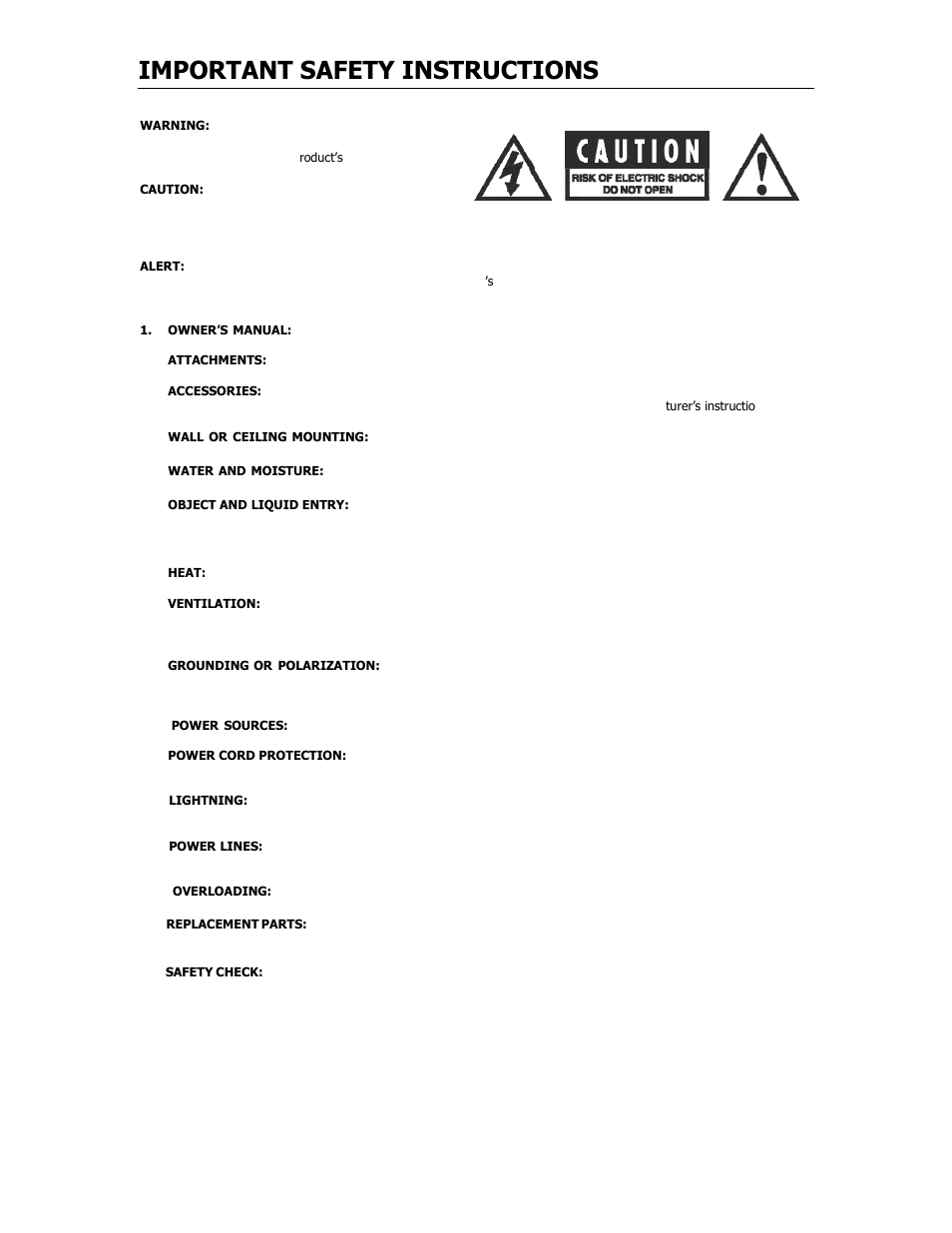 Important safety instructions | Cary Audio Design SLI-80 User Manual | Page 3 / 18