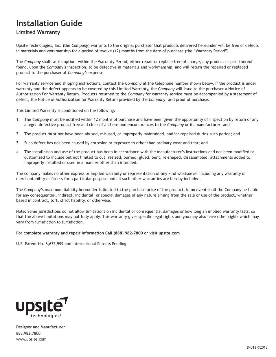 Installation guide | Upsite 10123 2 Post Rack Grommet User Manual | Page 2 / 2