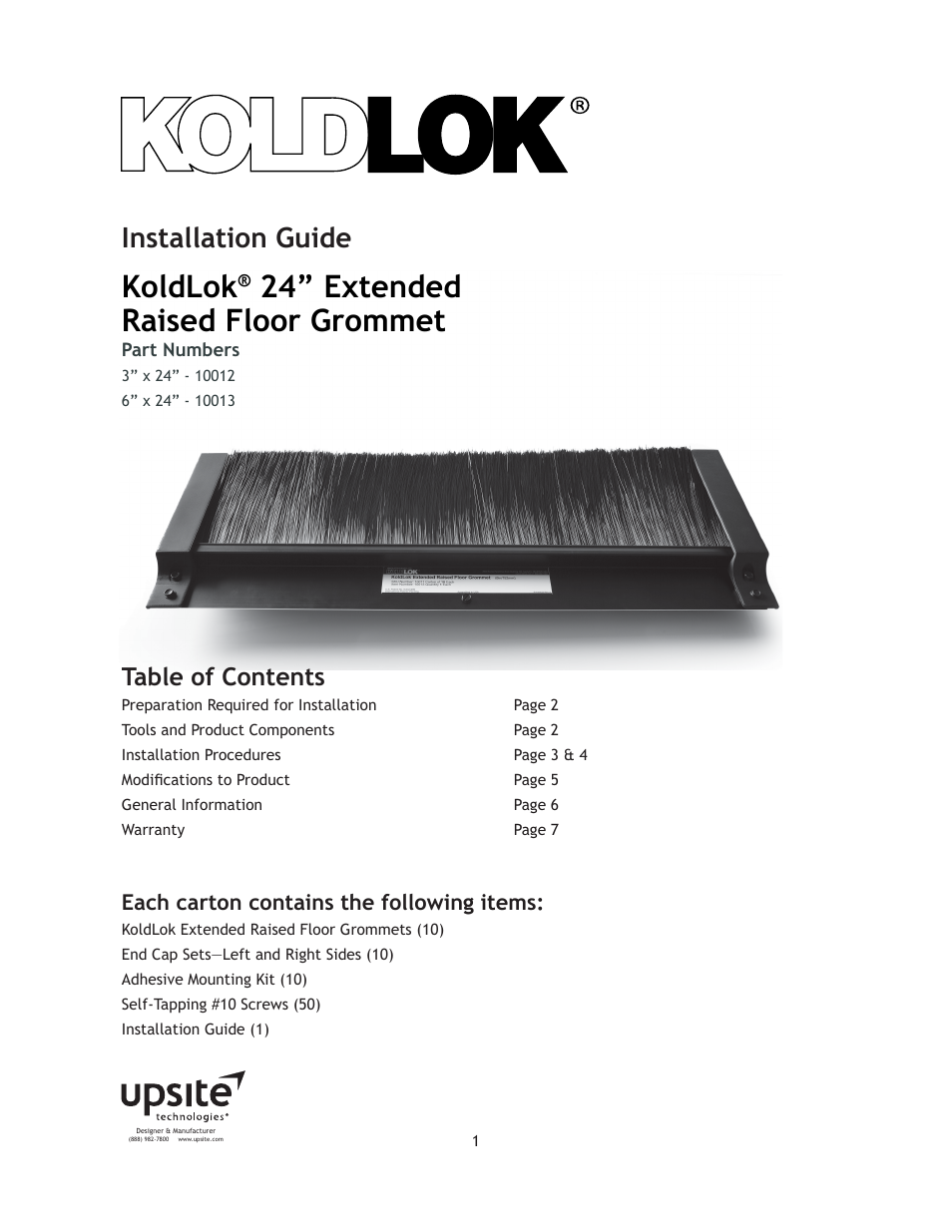 Upsite 10013 Extended 6 x 24 Brush User Manual | 7 pages