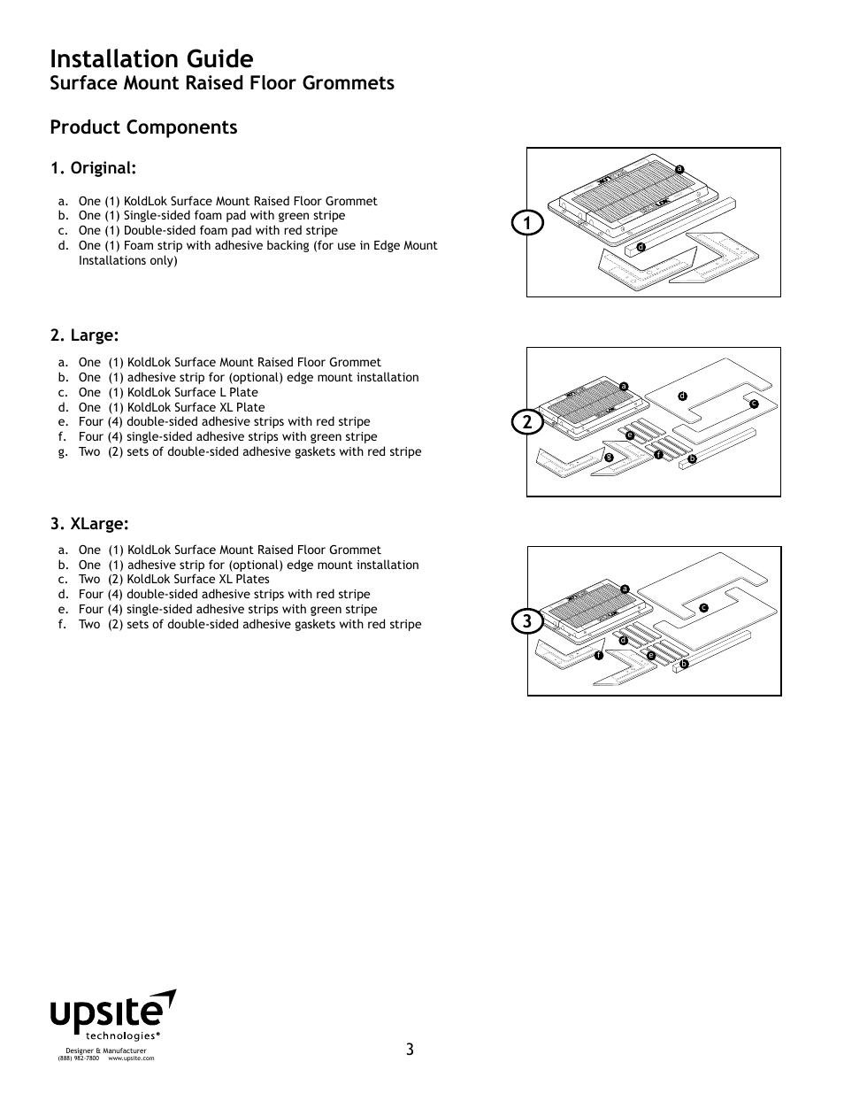 Installation guide, Original, Large: 3. xlarge | Upsite 2040 Surface Mount XLarge Grommet User Manual | Page 3 / 7