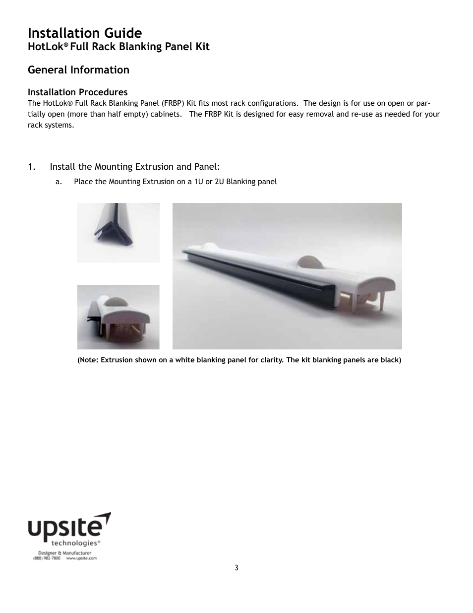 Installation guide | Upsite 10144 Full Rack Blanking Panel Kit – 36U User Manual | Page 3 / 7