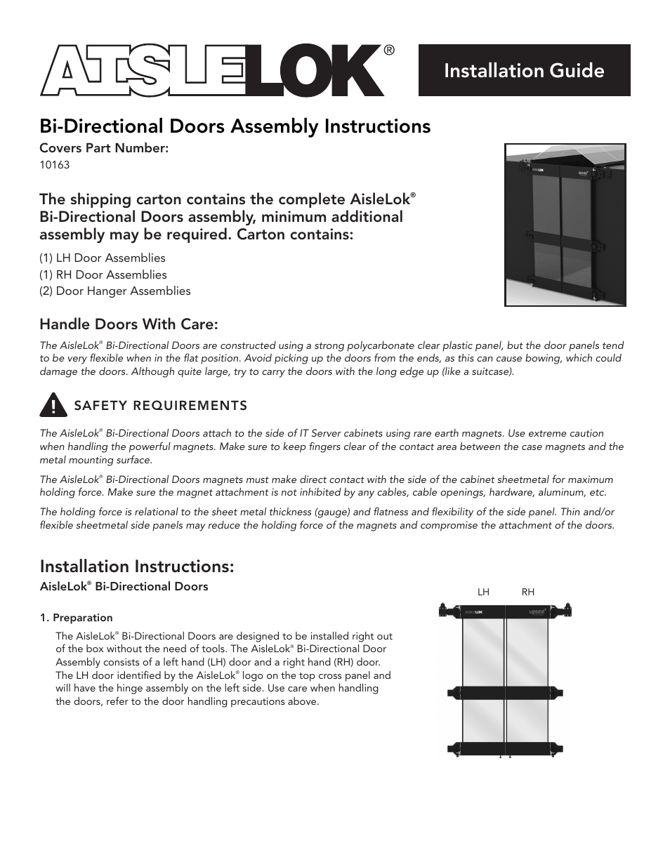 Upsite 10163 Modular Containment: Bi-Directional Doors User Manual | 3 pages