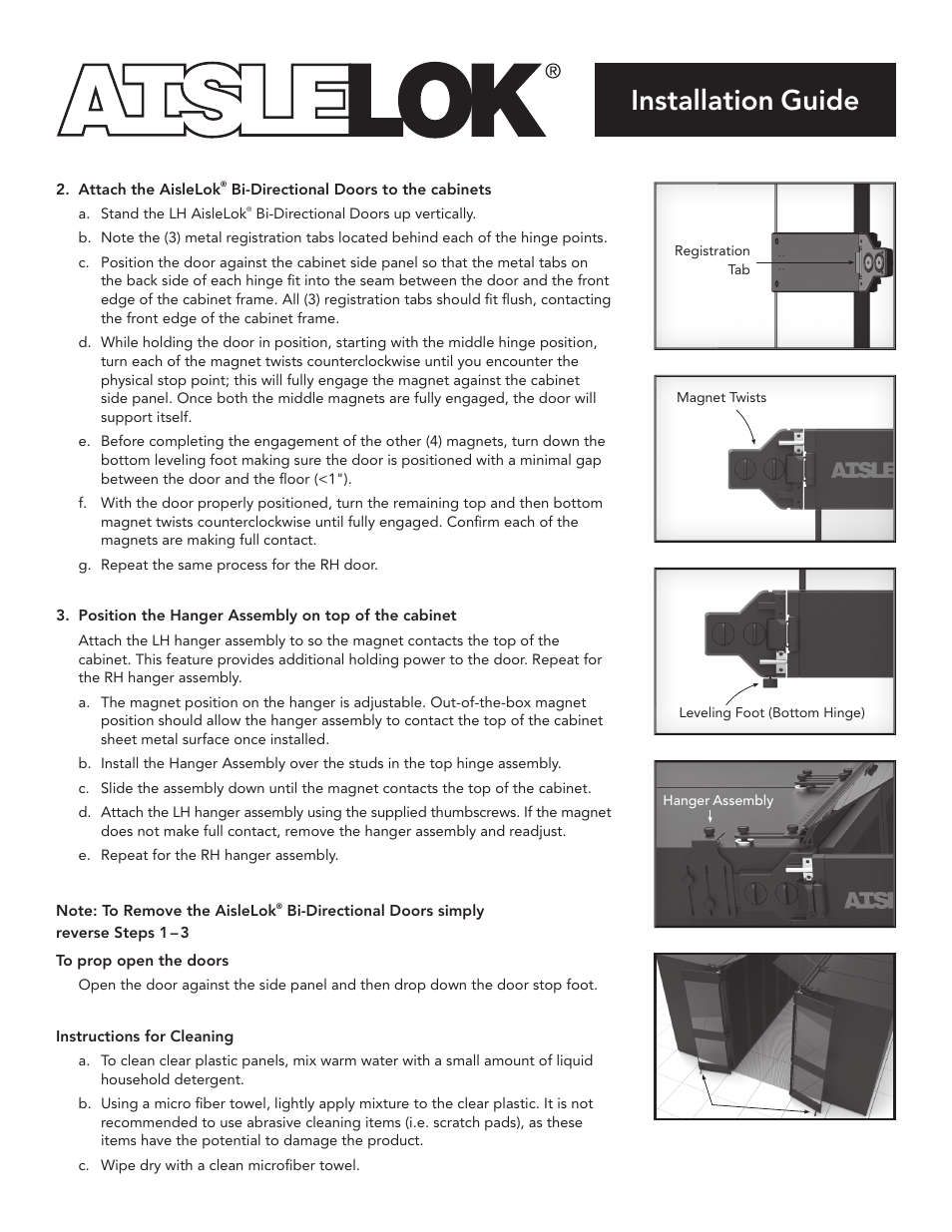 Installation guide | Upsite 10163 Modular Containment: Bi-Directional Doors User Manual | Page 2 / 3