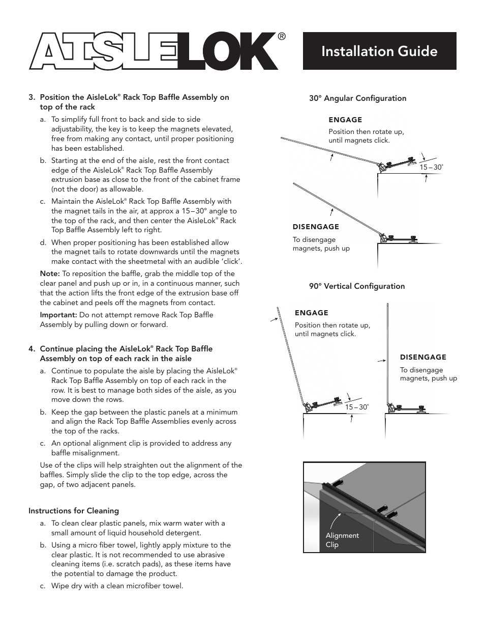 Installation guide | Upsite 10161 Modular Containment: Rack Top Vertical Baffle User Manual | Page 2 / 3