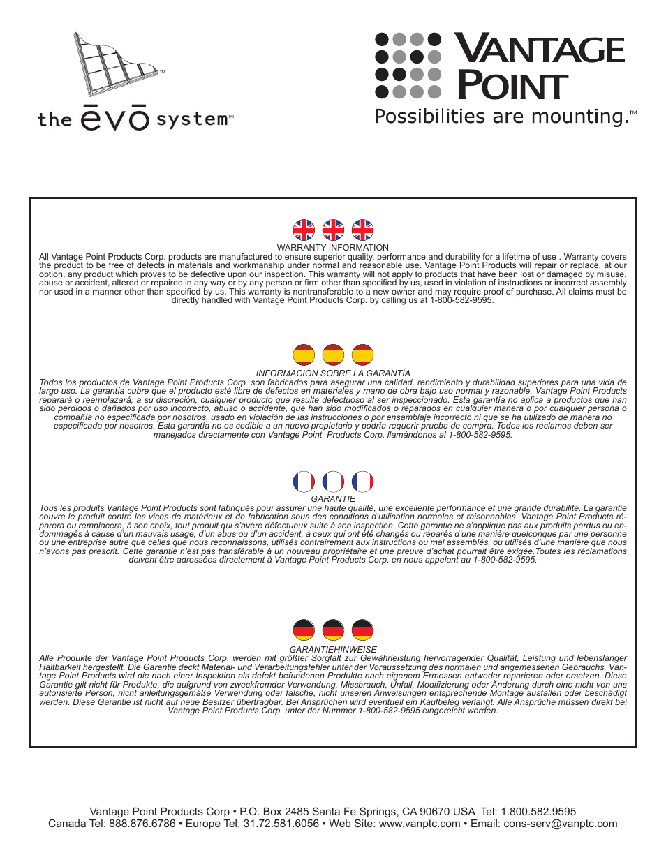 Vantage Point ES Series - ESH4B-BW User Manual | Page 15 / 17
