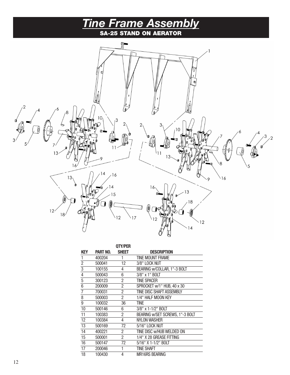 Tine frame assembly | Classen STAND-AER SA-25 User Manual | Page 12 / 16