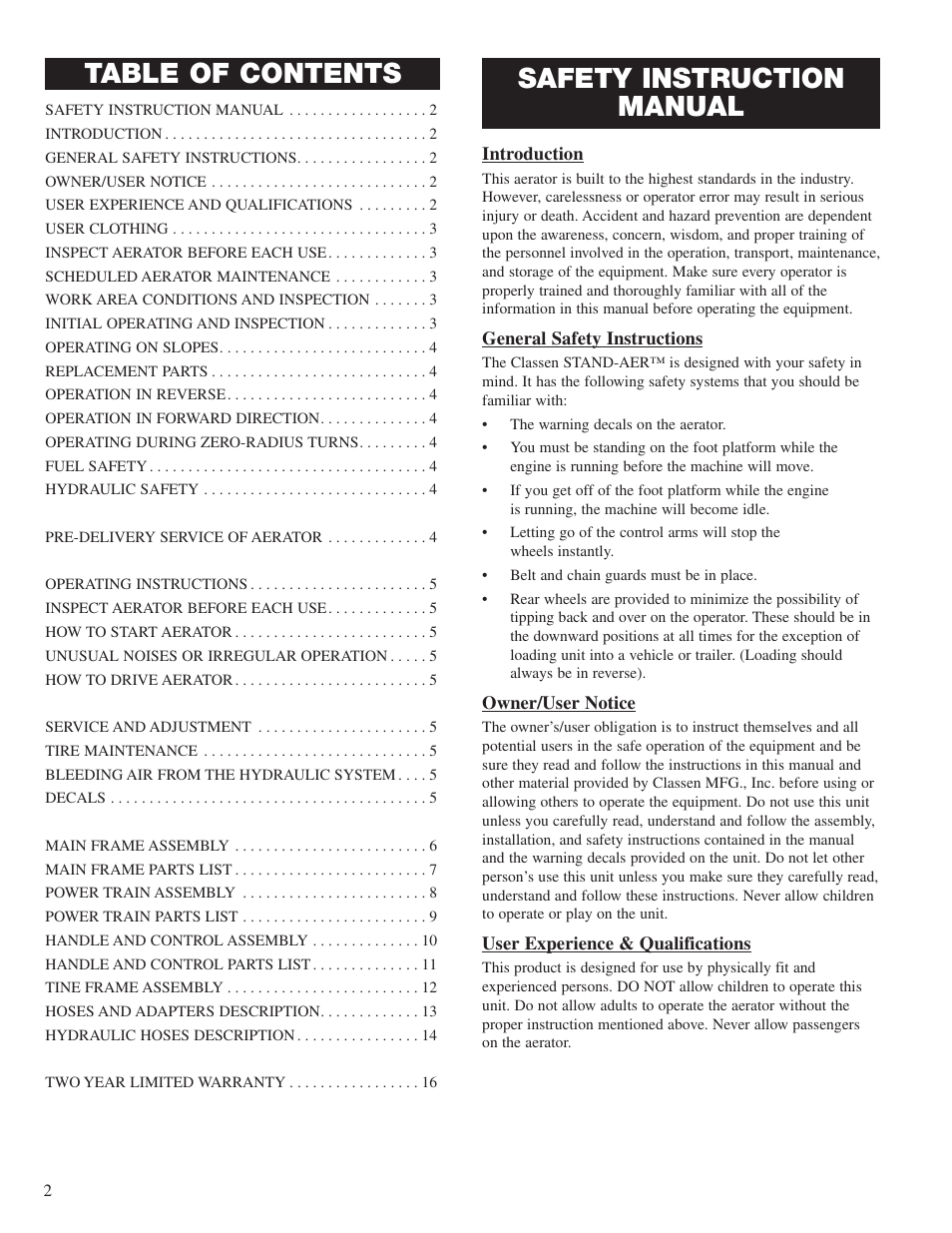 Classen STAND-AER SA-25 User Manual | Page 2 / 16