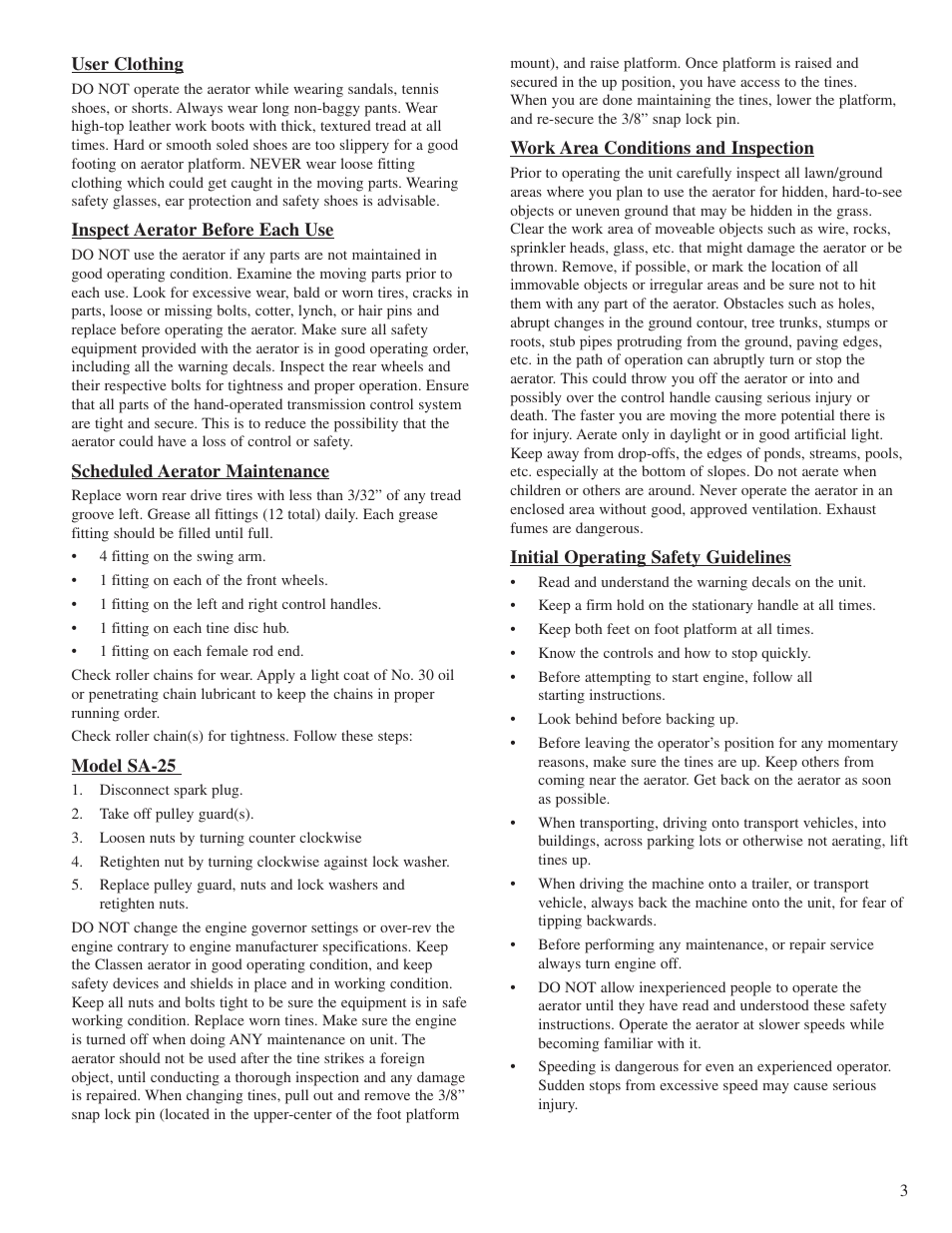 Classen STAND-AER SA-25 User Manual | Page 3 / 16