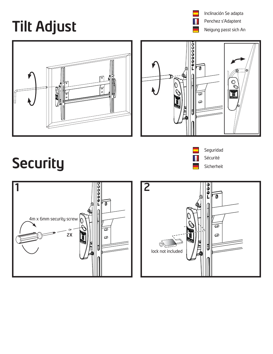 Tilt adjust, Security | Vantage Point VTL User Manual | Page 11 / 12