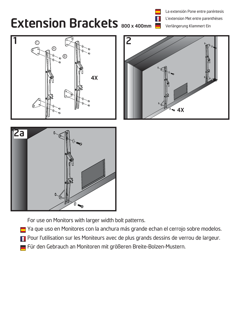 Extension brackets, 12 2a | Vantage Point VTL User Manual | Page 8 / 12