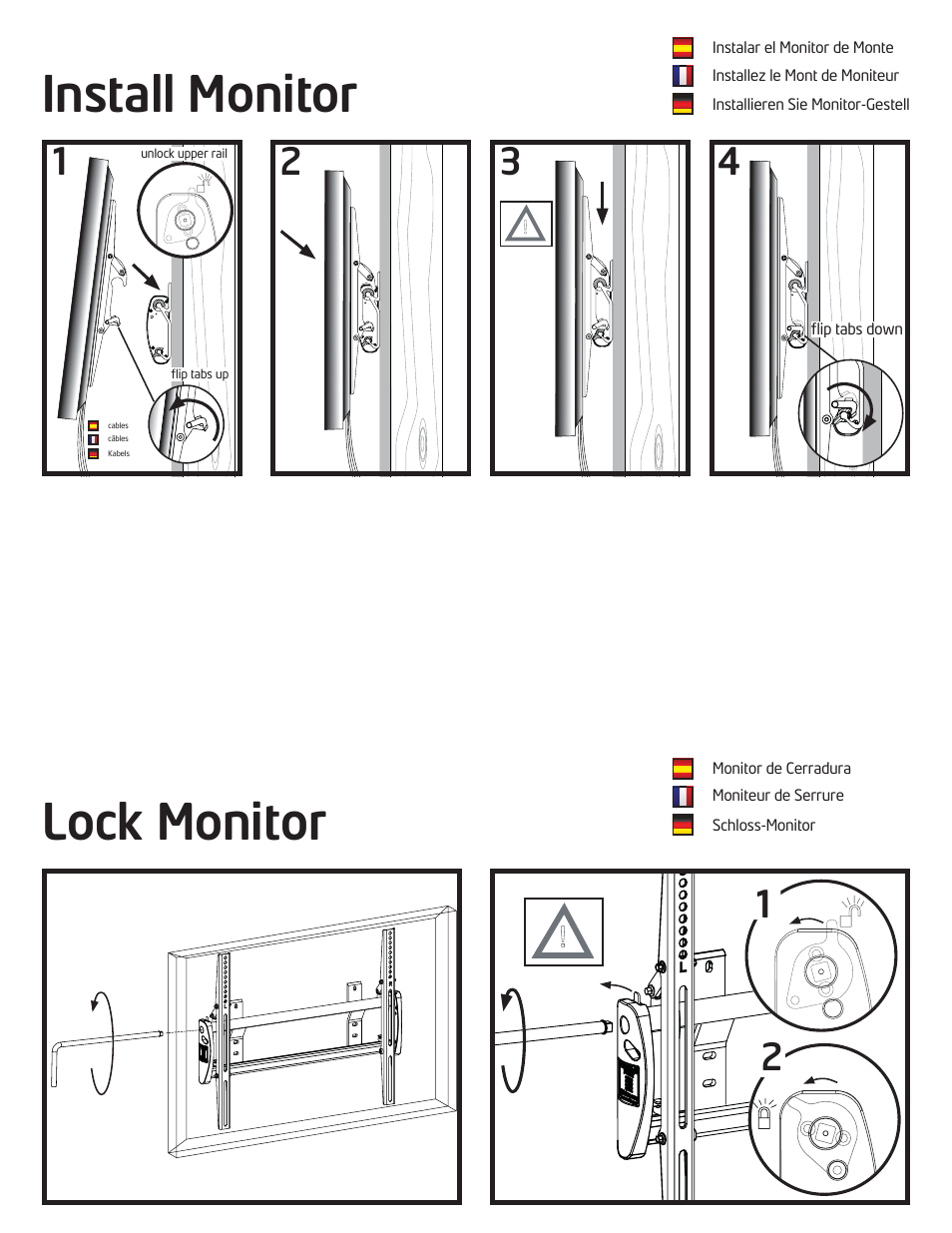 Install monitor, Lock monitor | Vantage Point VTL User Manual | Page 9 / 12