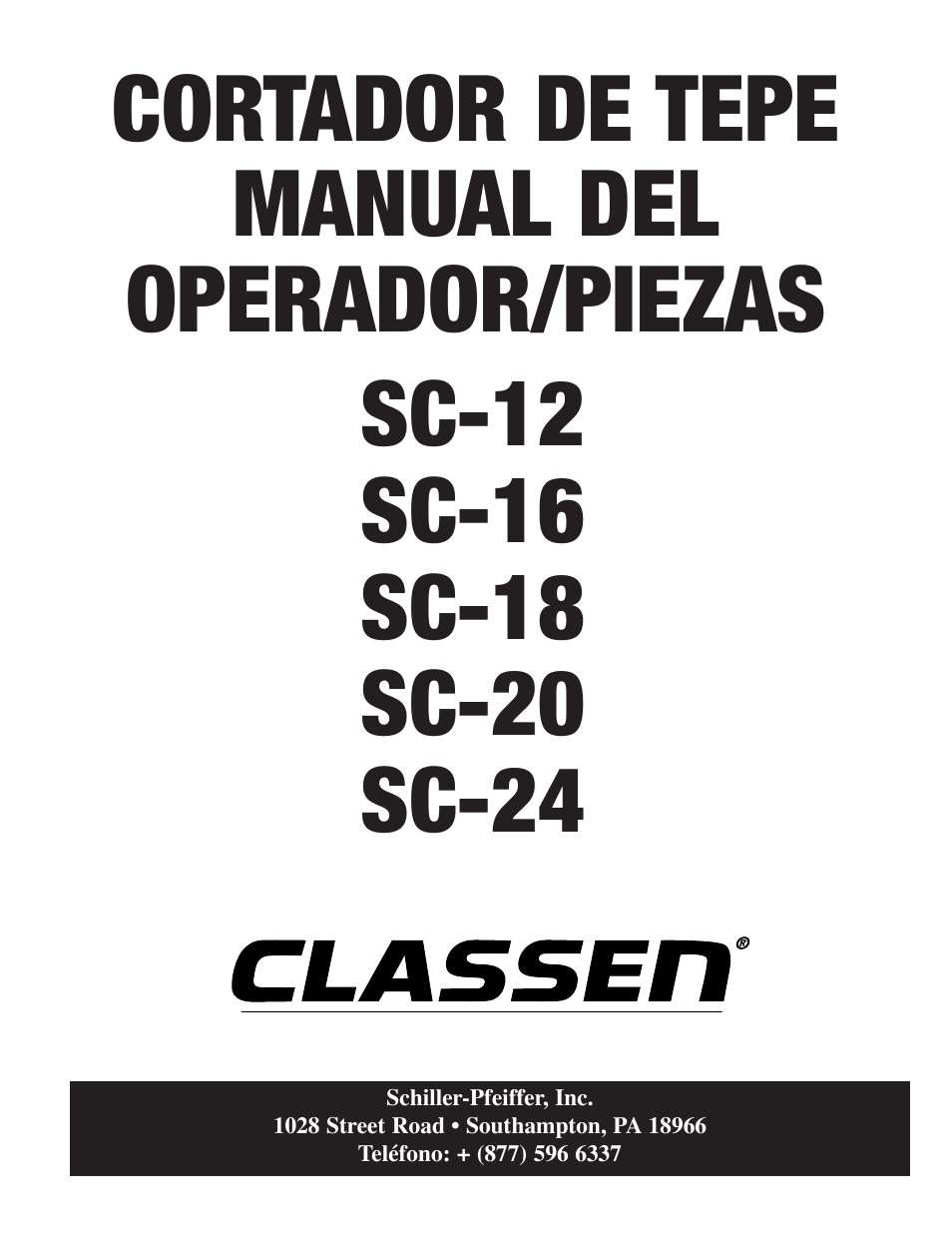 Español manual, Cortador de tepe manual del operador/piezas | Classen SC-20 User Manual | Page 13 / 24