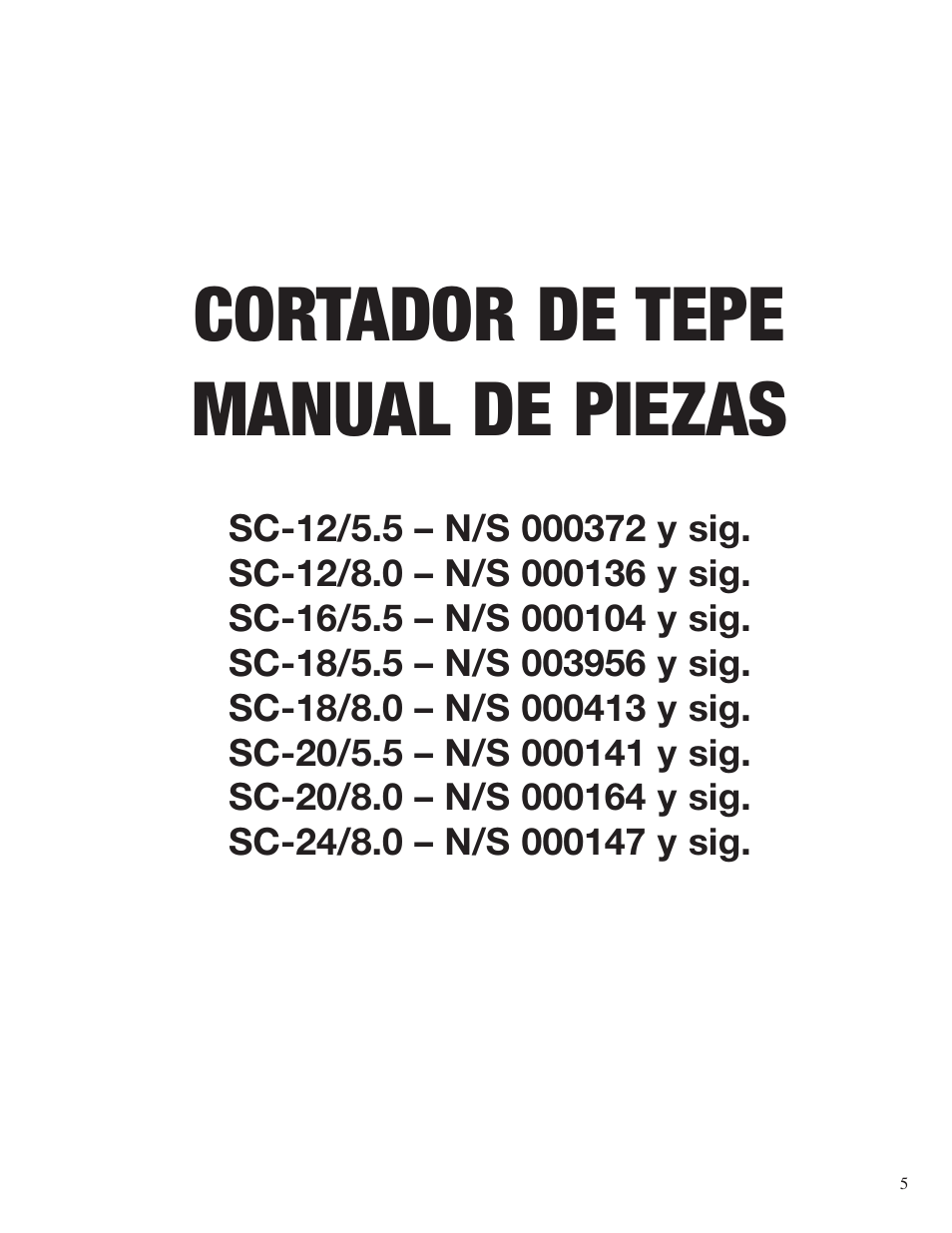 Manual de piezas del cortador de tepe, Cortador de tepe manual de piezas | Classen SC-20 User Manual | Page 19 / 24