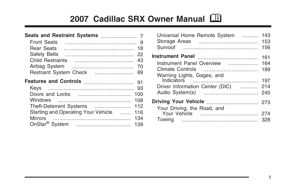 Cadillac 2007 SRX User Manual | 522 pages