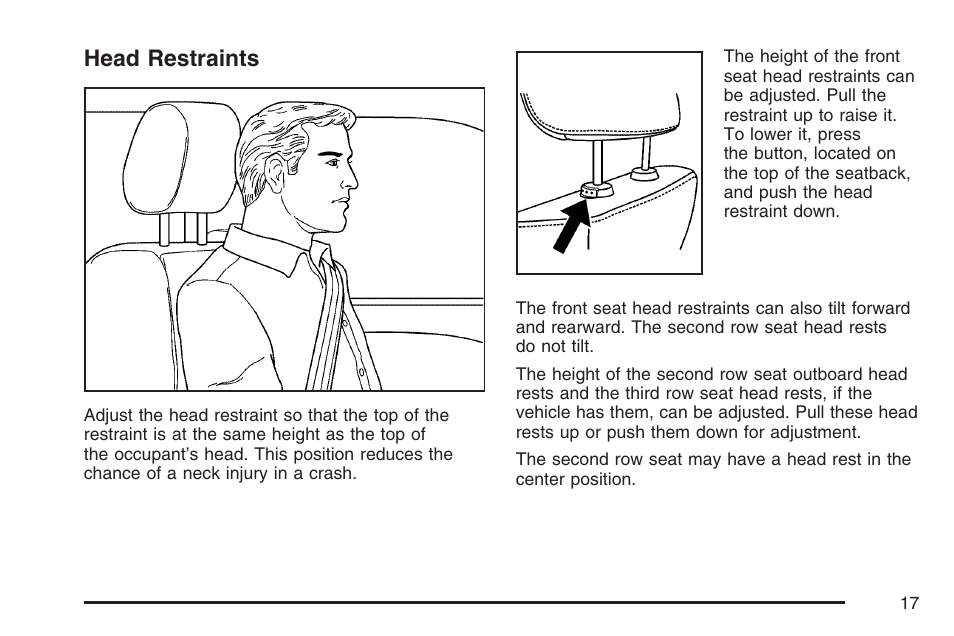 Head restraints | Cadillac 2007 SRX User Manual | Page 17 / 522