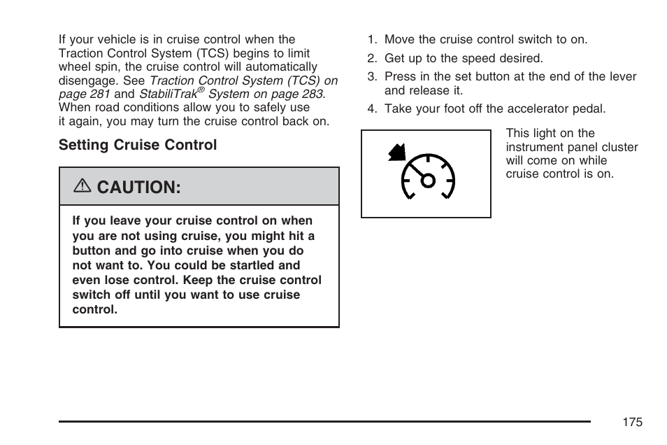 Caution | Cadillac 2007 SRX User Manual | Page 175 / 522