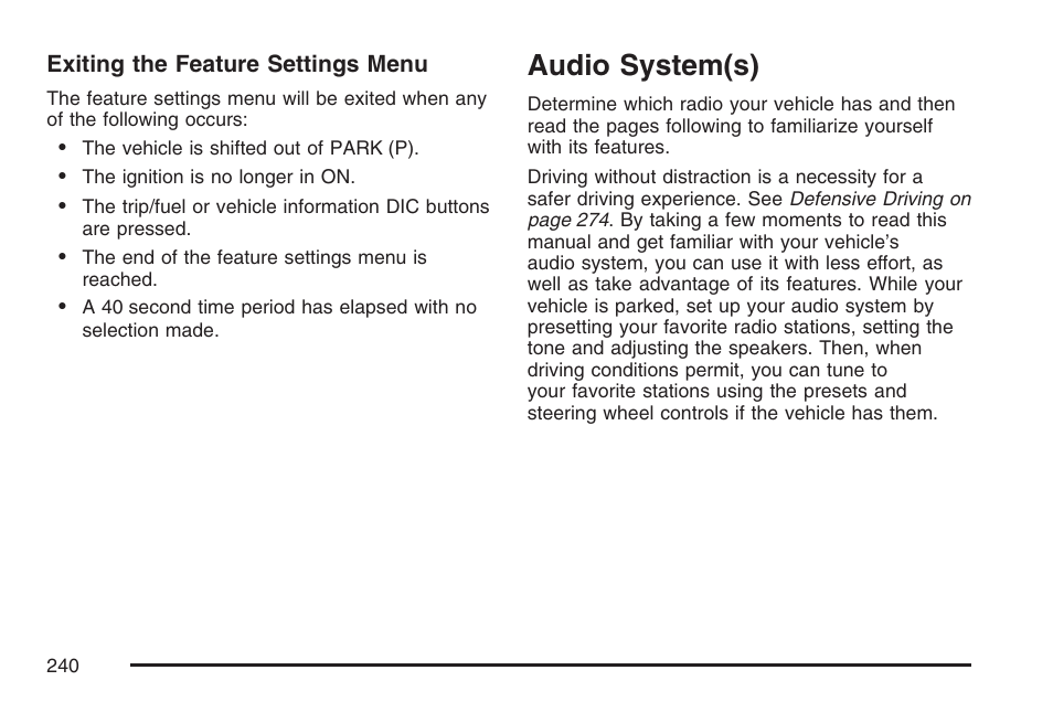 Audio system(s) | Cadillac 2007 SRX User Manual | Page 240 / 522